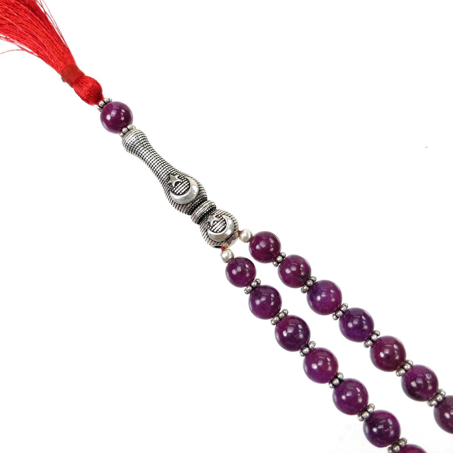 TURKISH ISLAMIC Salah Natural Untreated Red RUBY Gemstone 6.5mm Round Cabochon Prayer 33 Beads