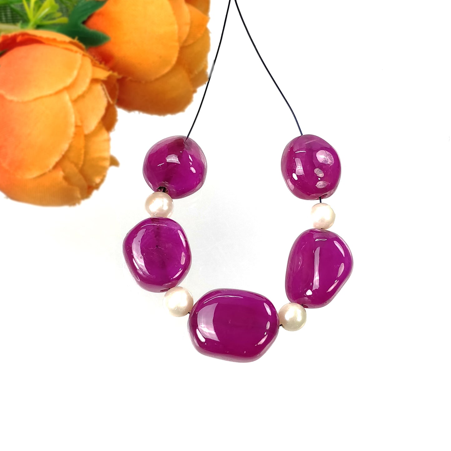 RUBY Gemstone Loose Beads : 111.90cts Natural Glass Filled Ruby Gemstone Uneven Shape Cabochon Beads Tumbles 14*13mm - 18*14mm