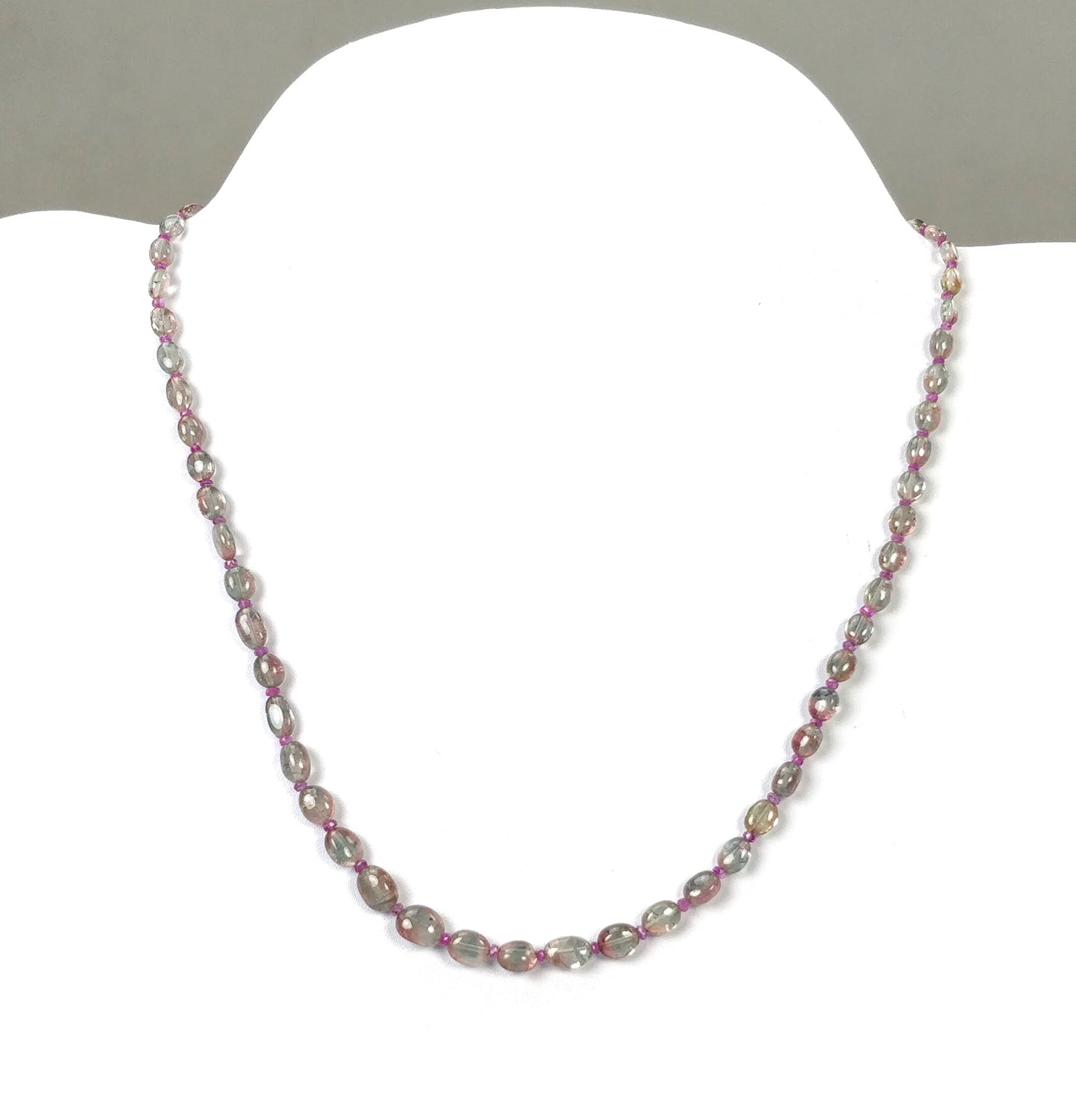 TOURMALINE & RUBY Gemstone NECKLACE : 12.86gms Natural Tourmaline Oval Shape Plain Necklace 5*4mm - 8*6mm 18" (With Video)