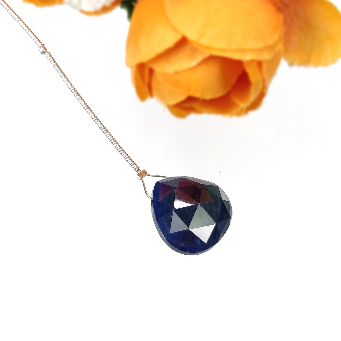Sapphire Gemstone Rose Cut Loose Beads : 18.95cts Natural Untreated Blue Sapphire Faceted Heart Shape Beads 16mm