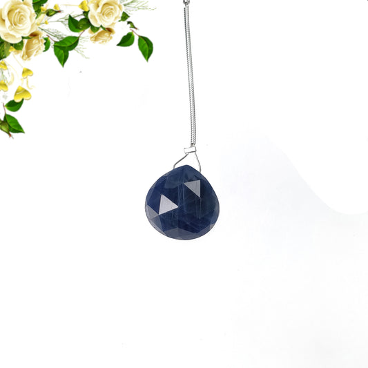 Sapphire Gemstone Rose Cut Loose Beads : 23.30cts Natural Untreated Blue Sapphire Faceted Heart Shape Beads 16.5*16.5mm