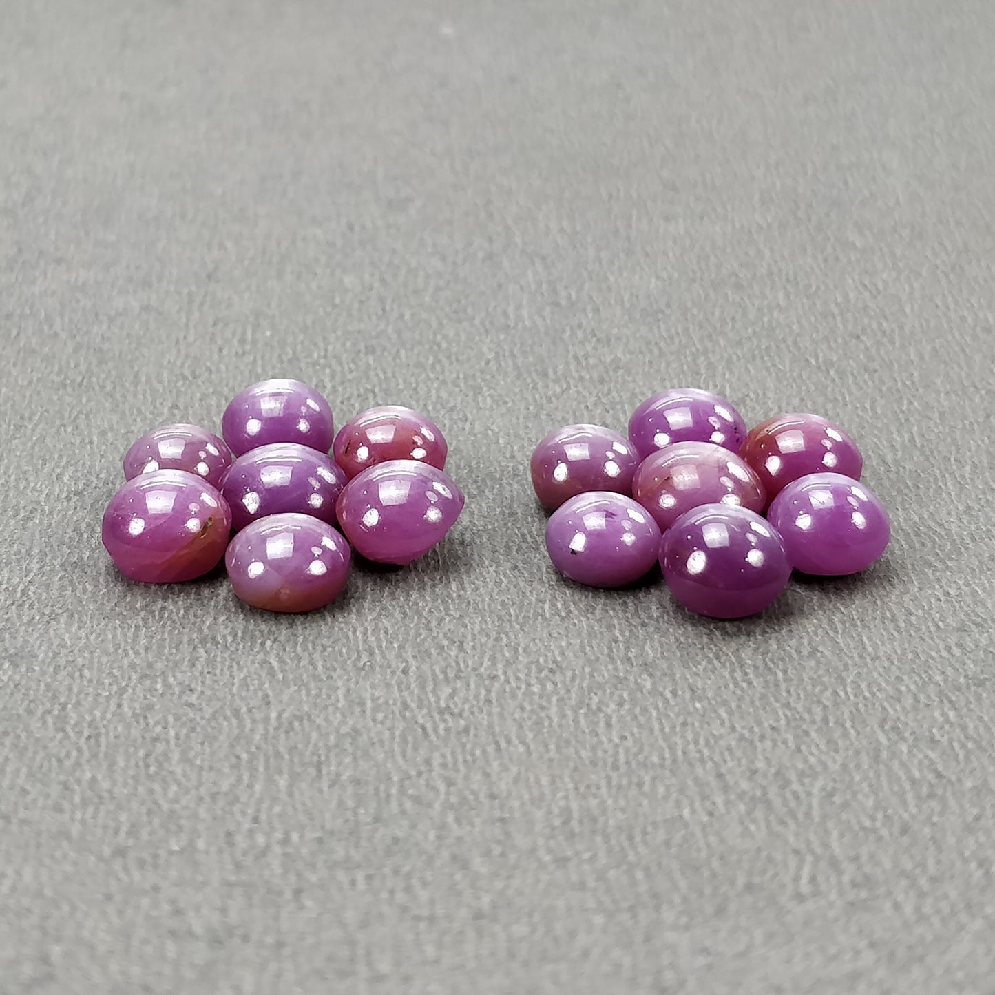 Star Sapphire Gemstone Cabochon: 37.05cts Natural Untreated Raspberry Pink Sapphire Round Shape Cabochon 6.5mm - 7.5mm 14pcs Set