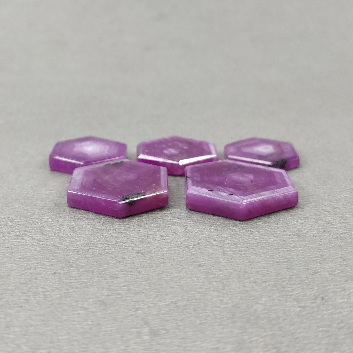 Sapphire Gemstone Flat Slices : 74.55cts Natural Untreated Rosemary Pink Sheen Sapphire Hexagon Shape 17*15mm - 23*20mm 5pcs