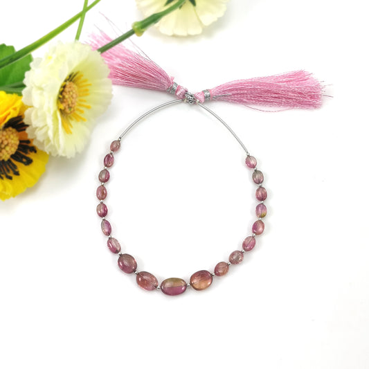 Watermelon TOURMALINE Gemstone Loose Beads : 15.90cts Natural Bi-Color Tourmaline Oval Shape Plain Nuggets 4.5*4mm - 8.5*6.5mm
