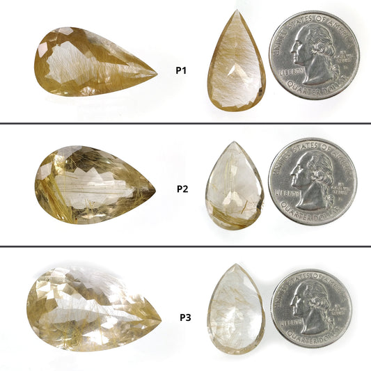 GOLDEN RUTILE QUARTZ Gemstone Normal Cut : Natural Untreated Unheated Rutile Pear Shape