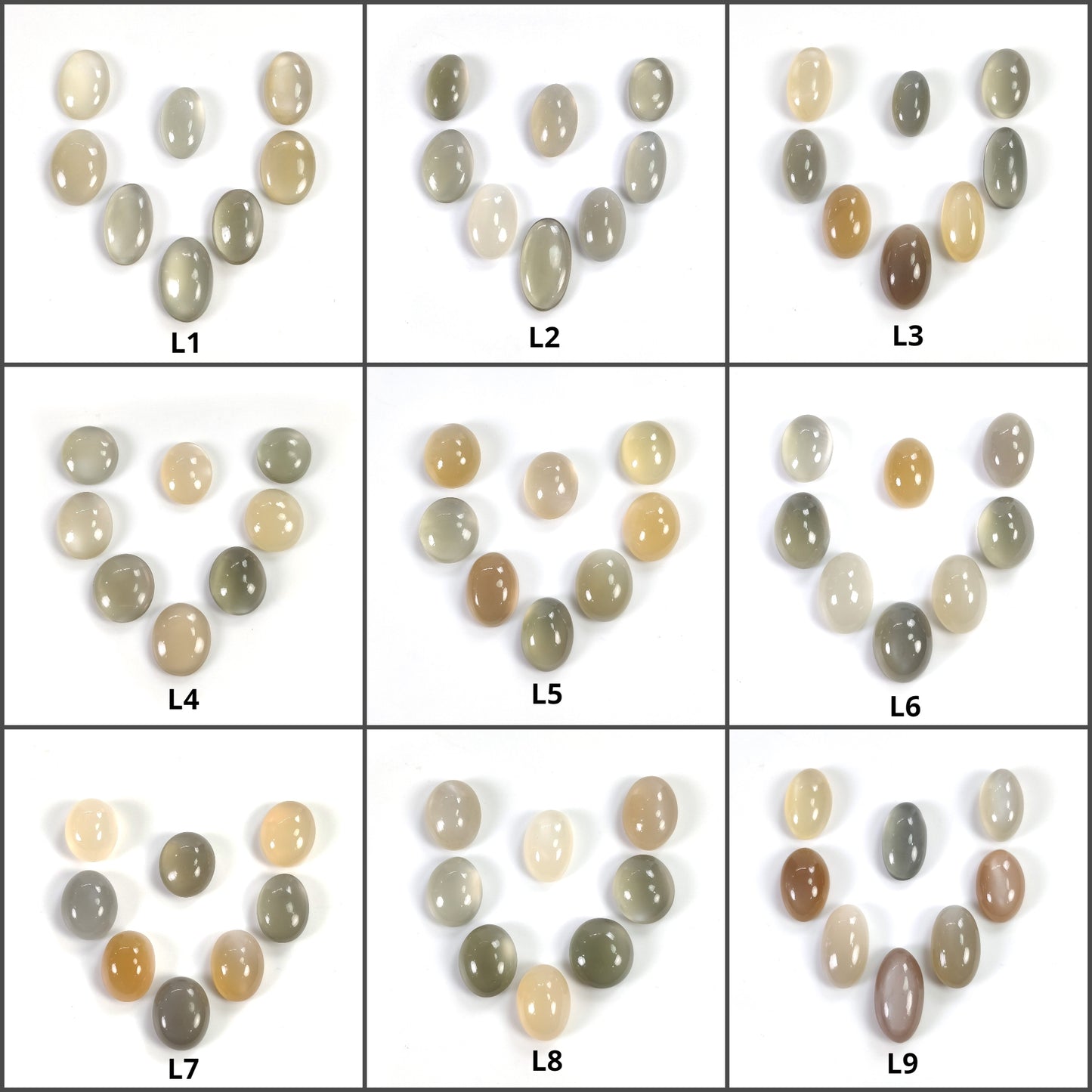 MOONSTONE Gemstone Cabochon : Natural Untreated Unheated Multi Color Moonstone Oval Shape 8pcs Lots