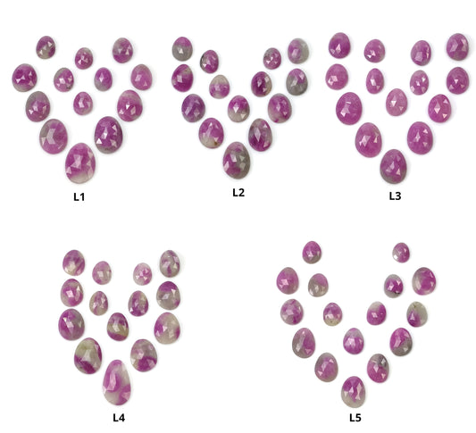 RUBY ZOISITE Gemstone Rose Cut : Natural Untreated Unheated Ruby Bi-Color Uneven Egg Shape 13pcs 14pcs & 16pcs (With Video)