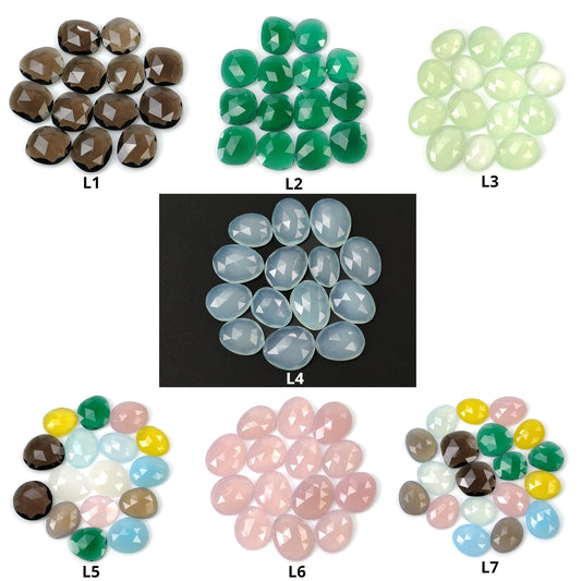Multi Color ONYX Gemstone Rose Cut : Natural Color Enhanced Onyx Uneven egg Shape 13pcs 14pcs 16pcs & 19pcs Lots