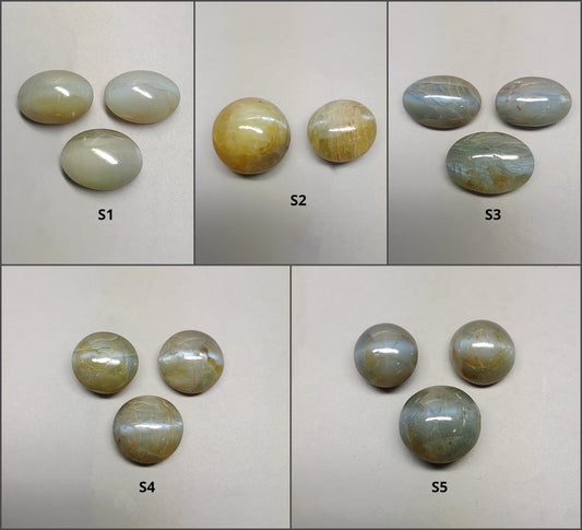 CHRYSOBERYL CAT'S EYE Gemstone Cabochon : Natural Untreated Unheated Cat's Eye Round And Oval Shape 2pcs & 3pcs