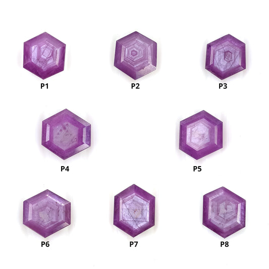 Sapphire Gemstone Normal Cut : Natural Untreated Unheated Raspberry Pink Sheen Sapphire Hexagon Shape
