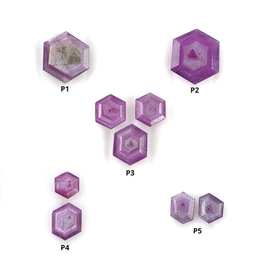 Sapphire Gemstone Normal Cut : Natural Untreated Unheated Raspberry Pink Sheen Sapphire Record Keeper Hexagon Shape Sets