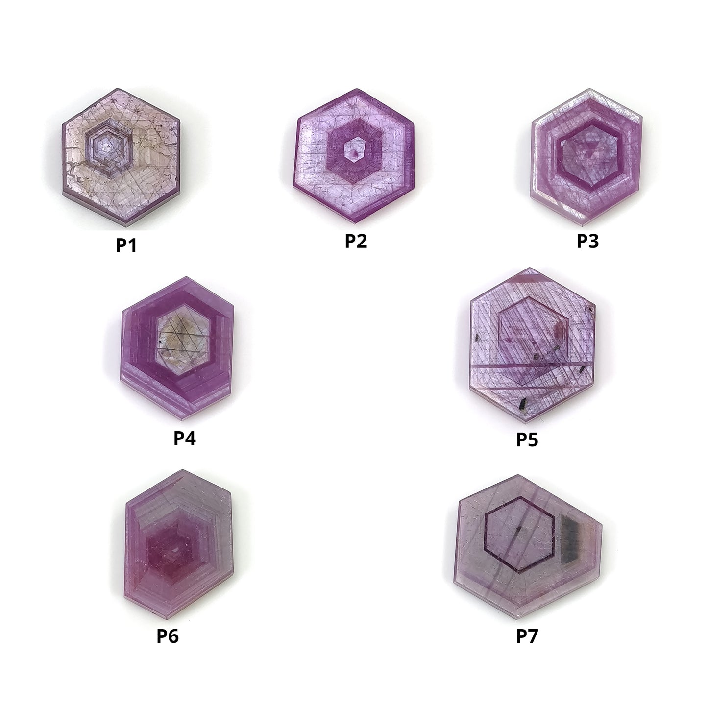 Sapphire Gemstone Flat Slices : Natural Untreated Rosemary Pink Sapphire Hexagon Shape