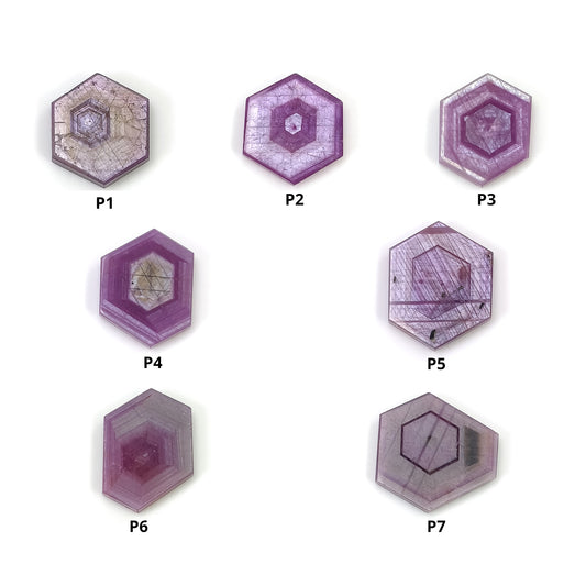 Sapphire Gemstone Flat Slices : Natural Untreated Rosemary Pink Sapphire Hexagon Shape