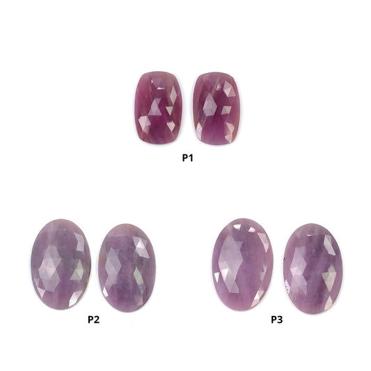 Sapphire Gemstone Rose Cut : Natural Untreated Unheated Pink Sapphire Cushion And Oval Shape Pair