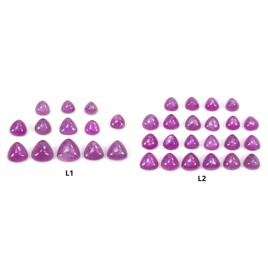 Sapphire Gemstone Cabochon : Natural Untreated Raspberry Sheen Sapphire Triangle Shape 13pcs & 22pcs Lots