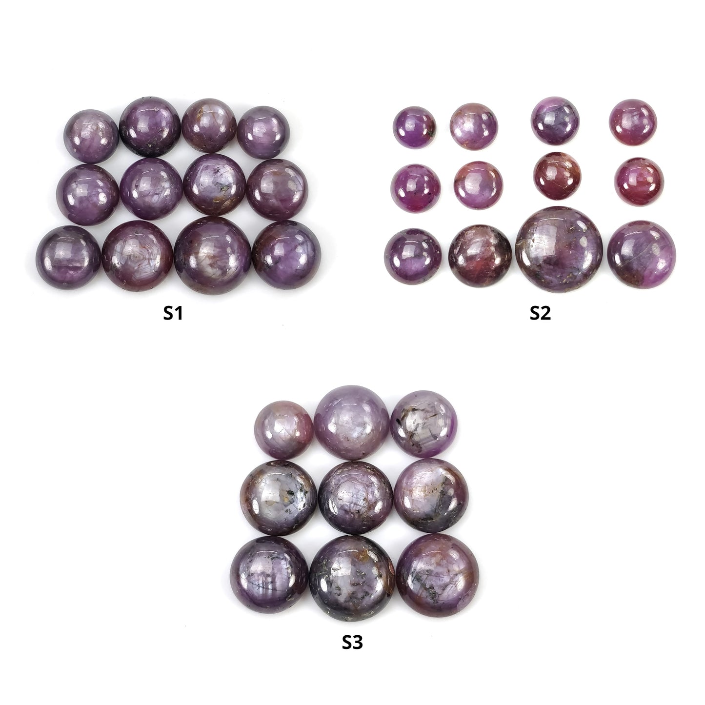 Sapphire Gemstone Cabochon : Natural Untreated Raspberry Pink Sheen Sapphire Round Shape Sets