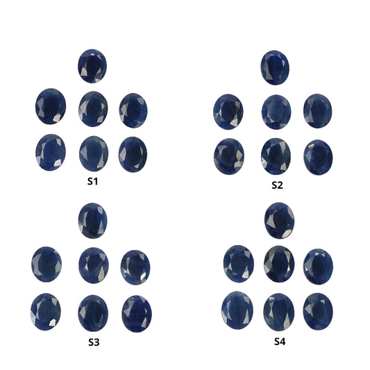 Sapphire Gemstone Normal Cut : Natural Untreated Unheated Sapphire Oval Shape 7pcs Sets