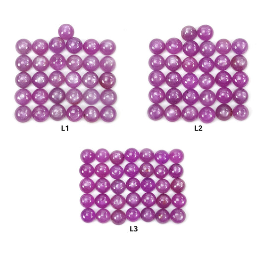 Sapphire Gemstone Cabochon : Natural Untreated Raspberry Pink Sheen Sapphire Round Shape 6mm Lots