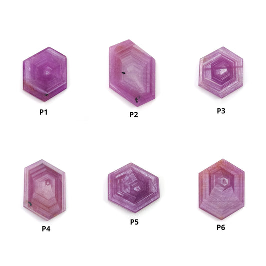 Sapphire Gemstone Flat Slices : Natural Untreated Rosemary Pink Sapphire Hexagon Shape