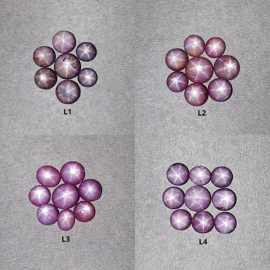 Star Sapphire Gemstone Cabochon : Natural Untreated African Pink Sapphire 6Ray Star Oval & Round Shape Lots