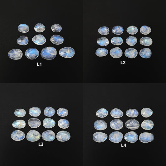RAINBOW MOONSTONE Gemstone Rose Cut : Natural Untreated Unheated Moonstone Uneven Shape Lots