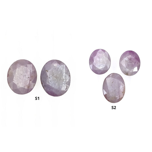 Sapphire Gemstone Normal Cut : Natural Untreated Unheated Raspberry Sheen Pink Sapphire Oval Shape Sets