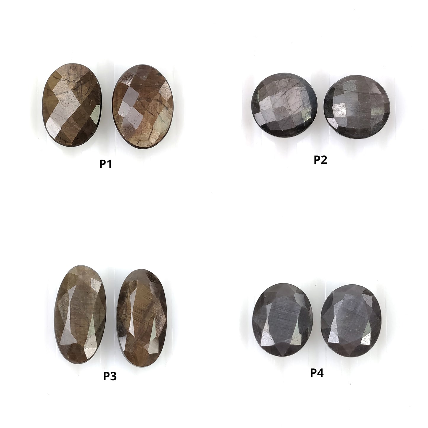 Sapphire Gemstone Normal & Checker Cut : Natural Untreated Chocolate And Silver Sapphire Round Oval Shape Pairs