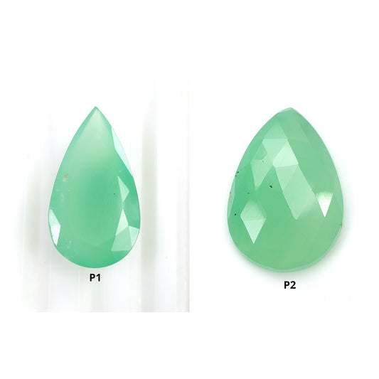 GREEN CHRYSOPRASE Gemstone Normal & Rose Cut : Natural Untreated Unheated Chrysoprase Pear Shape