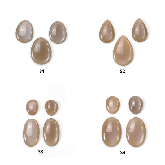 PEACH And BROWN MOONSTONE Gemstone Cabochon : Natural Untreated Unheated Moonstone Oval Pear Shape 3pcs & 4pcs