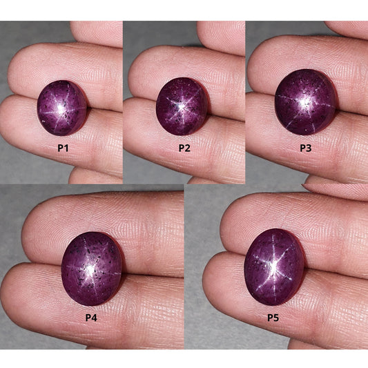 Star Ruby Gemstone Cabochon : Natural Untreated Unheated Red 6Ray Star Ruby Oval Shape