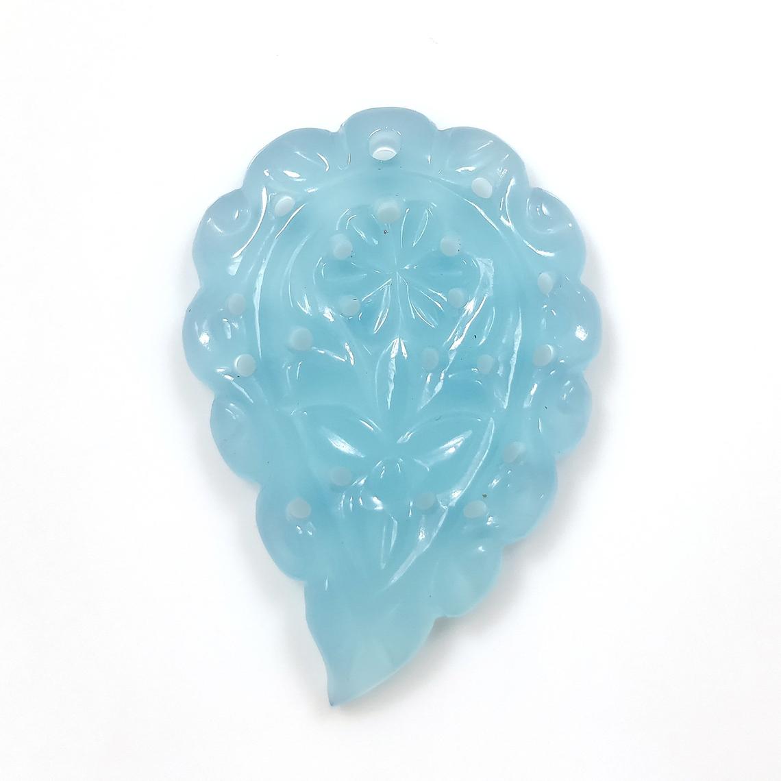 ONYX Gemstone SMALL LEAF Carving : 18.00cts Natural Onyx Gemstone One Sided Hand Carved Small Size Indian Leaf 32*22mm 1pc For Pendant
